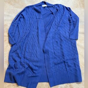 Dr. Leonard’s Easy Essential Blue Missy Cable Knit Duster Cardigan